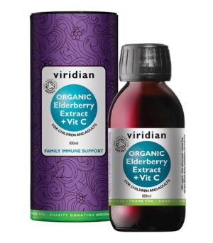 Viridian ekološki izvleček črnega bezga z vitaminom C v sirupu
