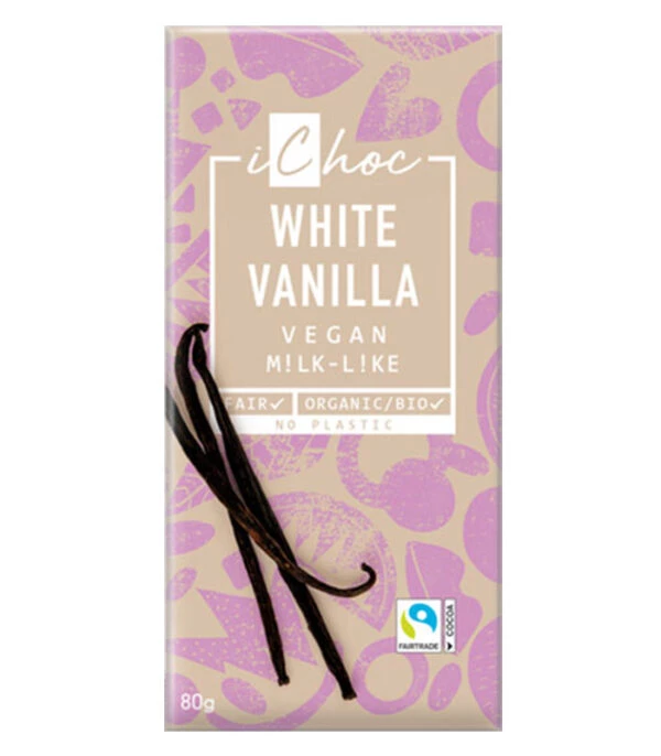 Bio iChoc bela čokolada vanilija, 80g