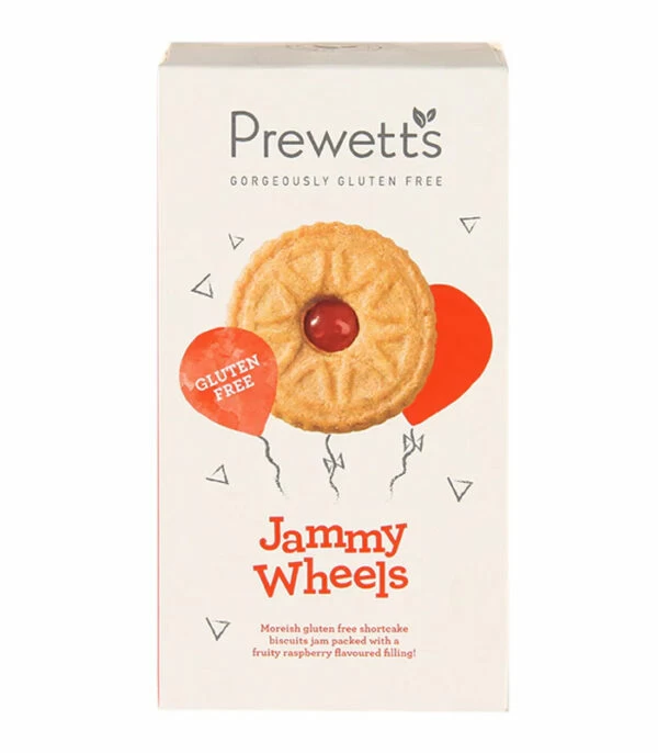 Prewetts Jammy Wheels piškoti z malinino marmelado brez glutena