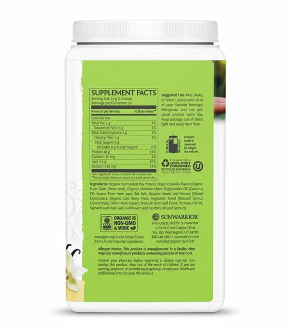 Sunwarrior Clean Greens & Protein Vanilija